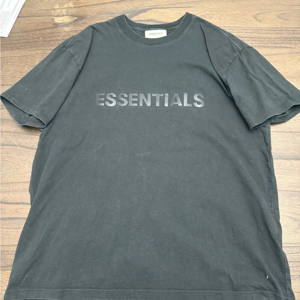 Essentials Black Short Sleeve Tee Reflective Print
